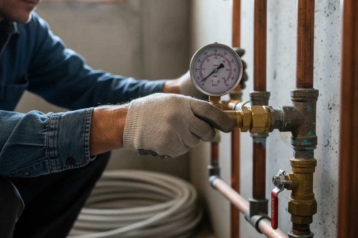 Pressure testing a repaired line during Water Line Repair in Eudora
